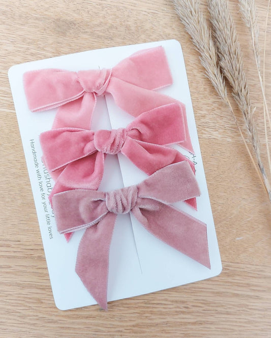 Pink Velvet Hair Bows, Pink Hair Bows, Velvet Bows, Pink Bow, Baby Bows, Toddler Hair Bows, Girls Hair Bows, Valentines Hair Bows