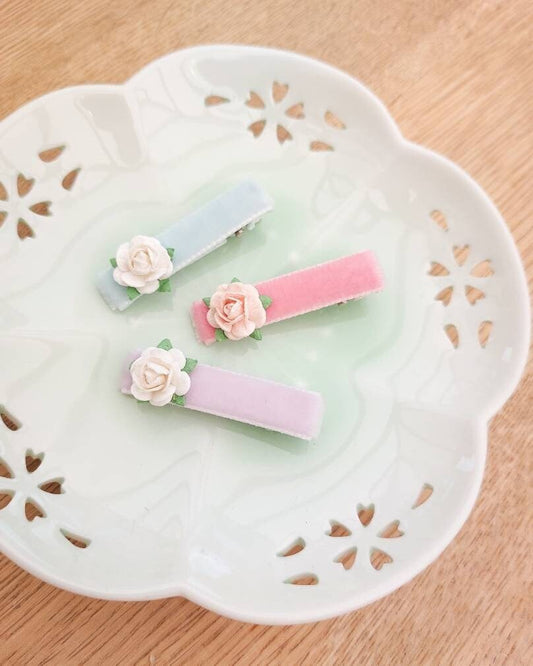 Flower Hair Clips, Baby Hair Clips, Velvet Hair Clips, Fringe Clips, Toddler Hair Clips, Pastel Hair Clips, Pink Hair Clips, Baby Barrettes
