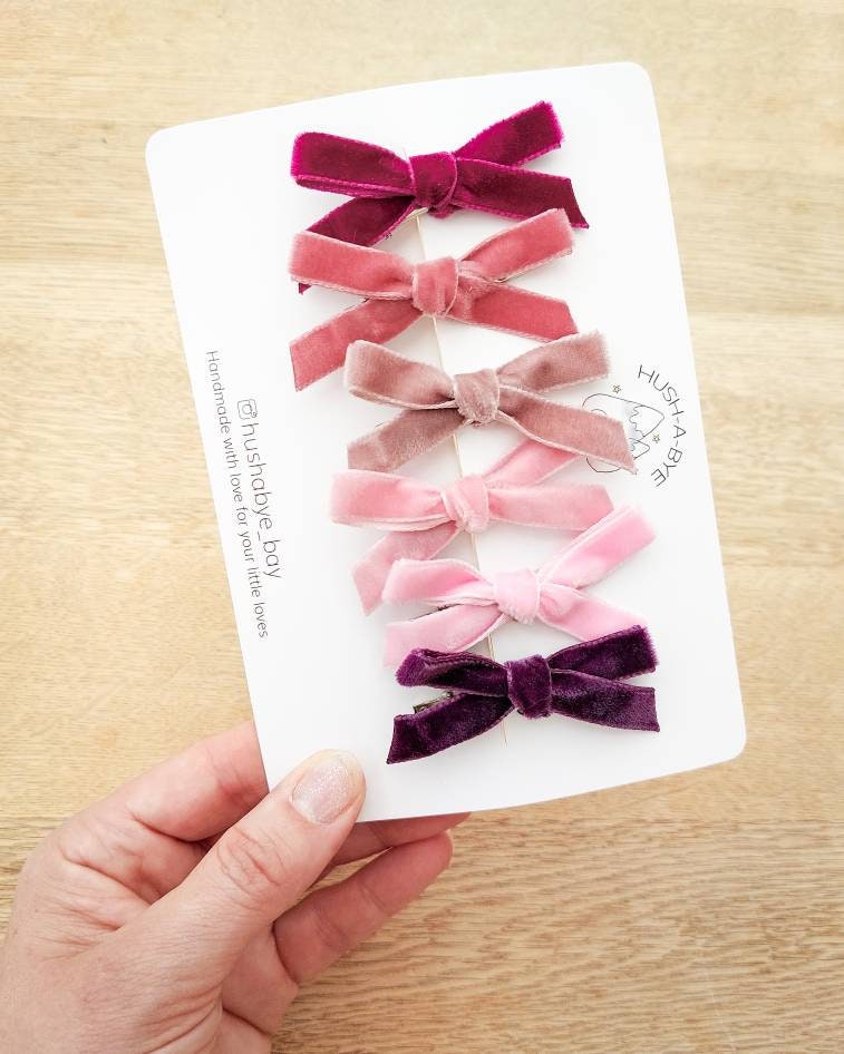 Velvet Bows - clips or headbands, Baby Hair Clips, Newborn Bows, Newborn Headband, Baby Bows, Baby Headband, Fringe Clips, Toddler Barrettes