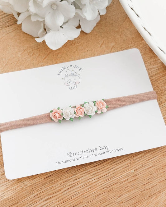 Baby Flower Headband, Newborn Flower Headband, Newborn Headband, Dainty Headband, Baby Headband, Soft Nylon Headband, Baby Hair Accessories