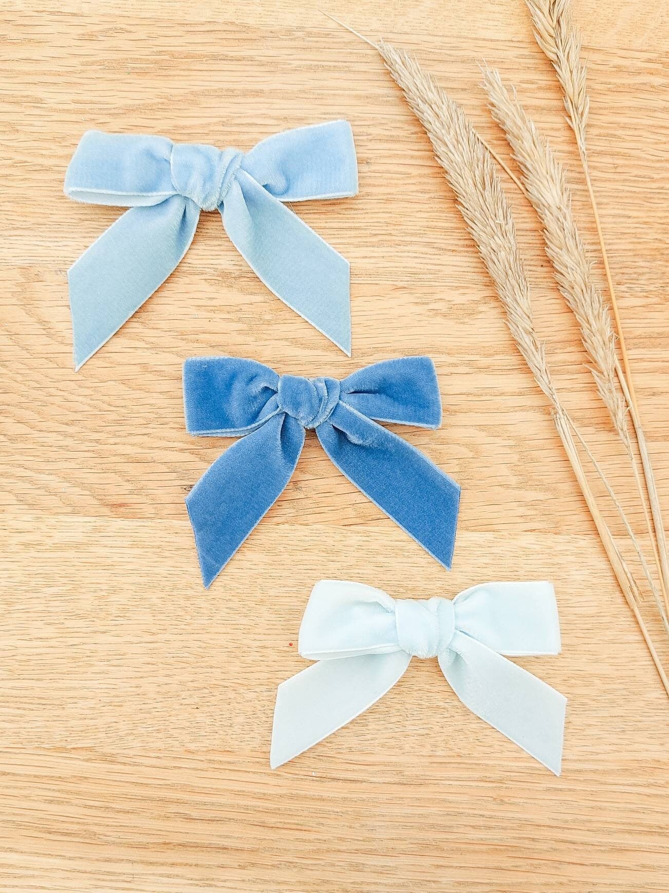 Blue Velvet Hair Bows, Blue Hair Bows, Velvet Bows, Blue Bow, Baby Bows, Toddler Hair Bows, Girls Hair Bows, Flower Girl Bows, Cornflower