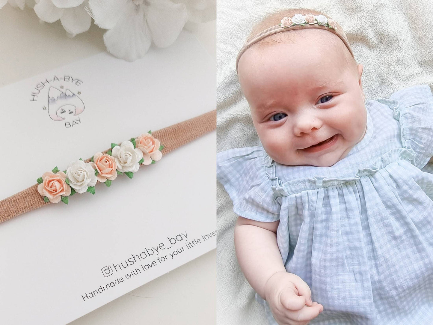 Baby Flower Headband, Newborn Flower Headband, Newborn Headband, Dainty Headband, Baby Headband, Soft Nylon Headband, Baby Hair Accessories