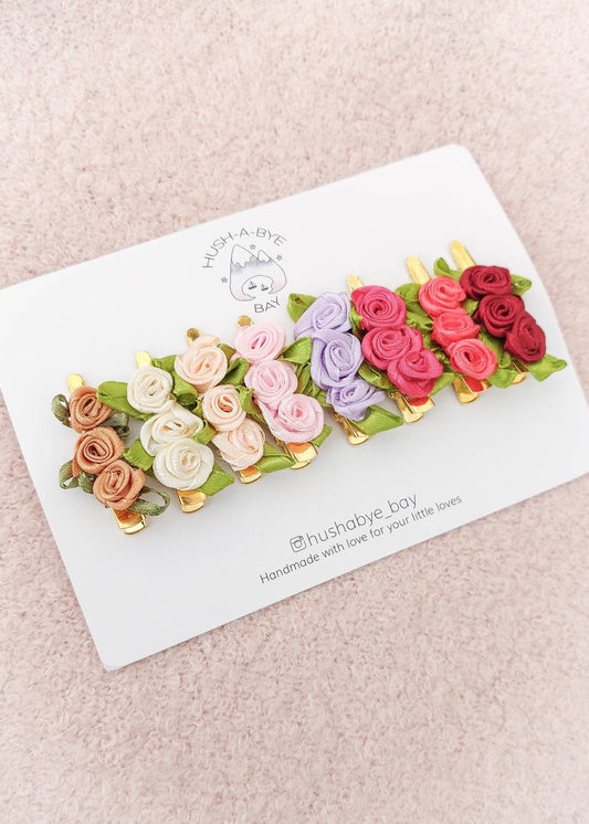 Flower Hair Clips, Satin Rose Hair Clips, Girls Hair Clips, Hair Clip Set, Toddler Hair Clips, Baby Hair Clips, Baby Barrettes, Baby Gift