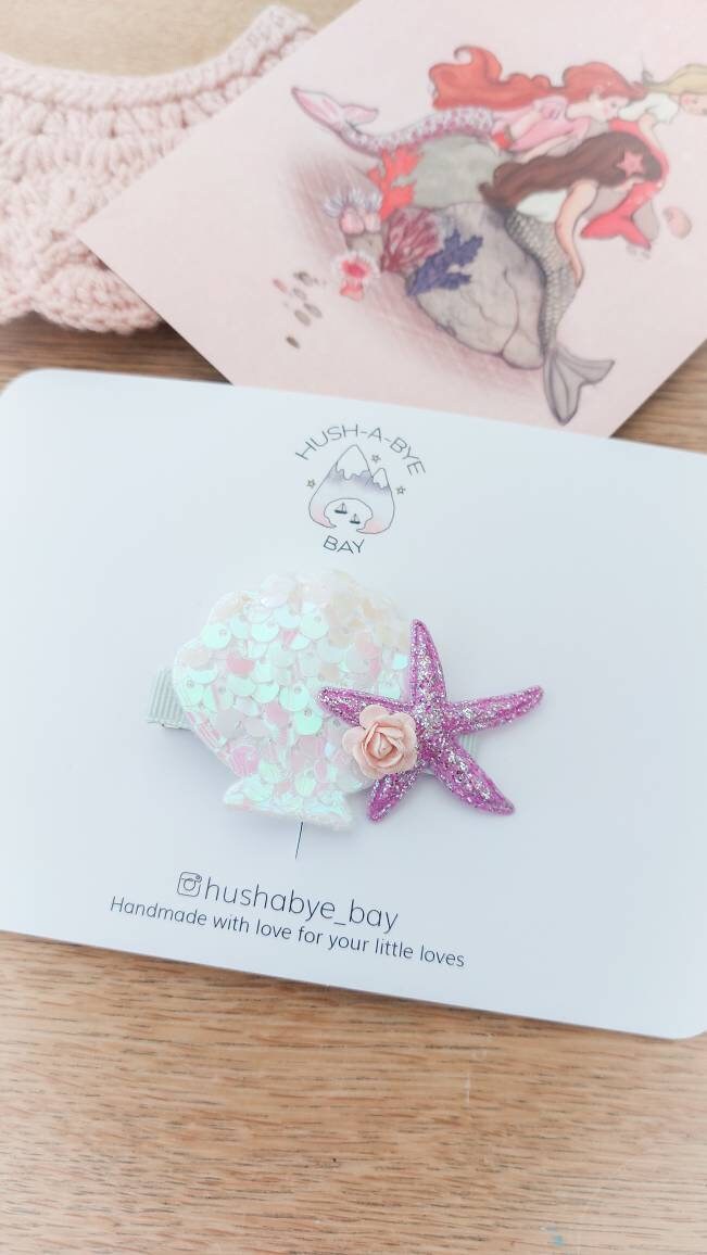 Mermaid Hair Clip, Mermaid Shell Hair Clip, Mermaid Party Hair Clip, Toddler Hair Clips, Girls Hair Clips, Mermaid Costume, Sequin Hair Clip