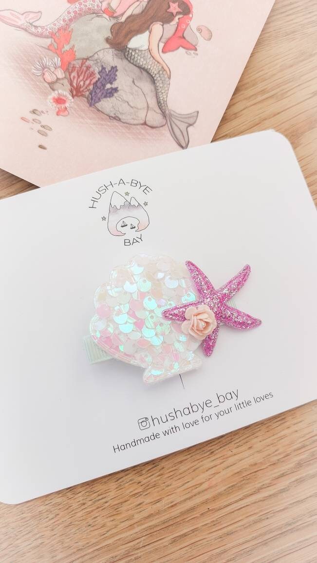 Mermaid Hair Clip, Mermaid Shell Hair Clip, Mermaid Party Hair Clip, Toddler Hair Clips, Girls Hair Clips, Mermaid Costume, Sequin Hair Clip