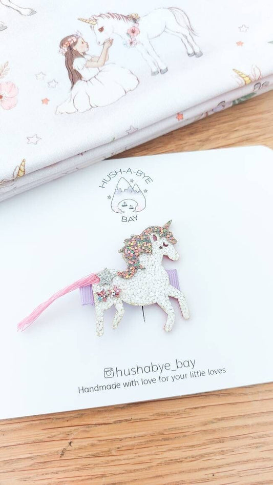 Unicorn Hair Clip, Glitter Unicorn Hair Clip, Girls Hair Clip, Toddler Hair Clips, Unicorn Gifts, Unicorn Barrette, Baby Hair Clips, Pony