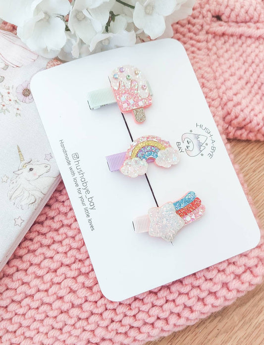 Rainbow Hair Clip, Ice Cream Hair Clip, Star Hair Clip, Girls Hair Clips, Toddler Hair Clips, Glitter Barrette, Baby Hair Clips,Sparkly Clip