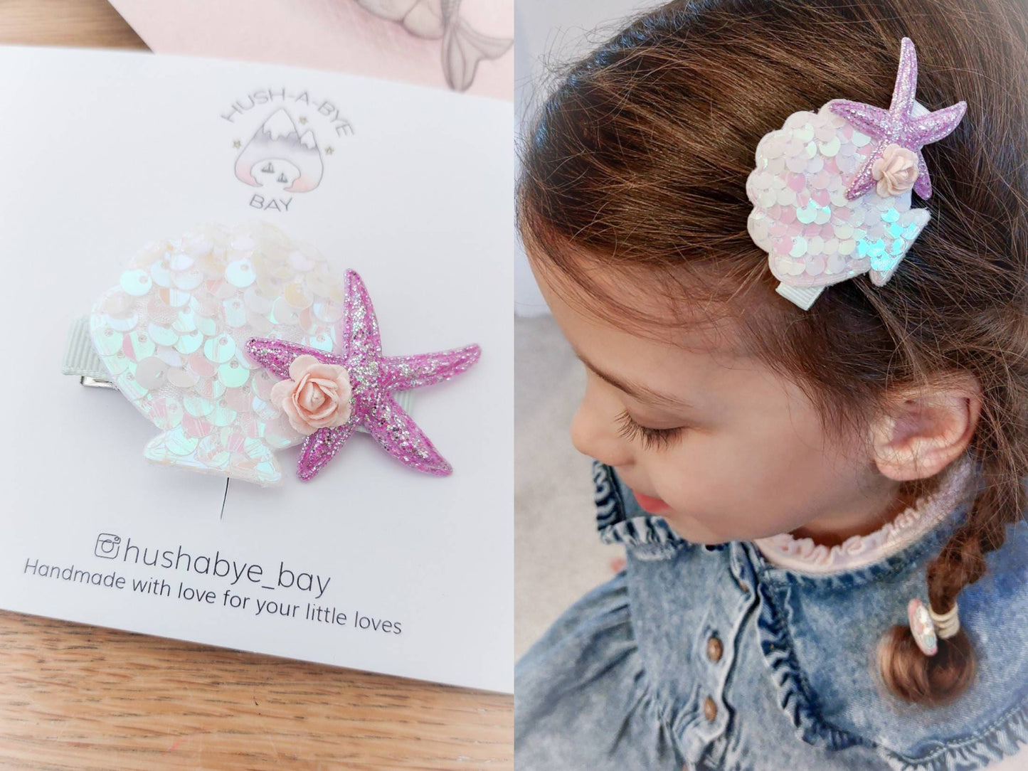 Mermaid Hair Clip, Mermaid Shell Hair Clip, Mermaid Party Hair Clip, Toddler Hair Clips, Girls Hair Clips, Mermaid Costume, Sequin Hair Clip
