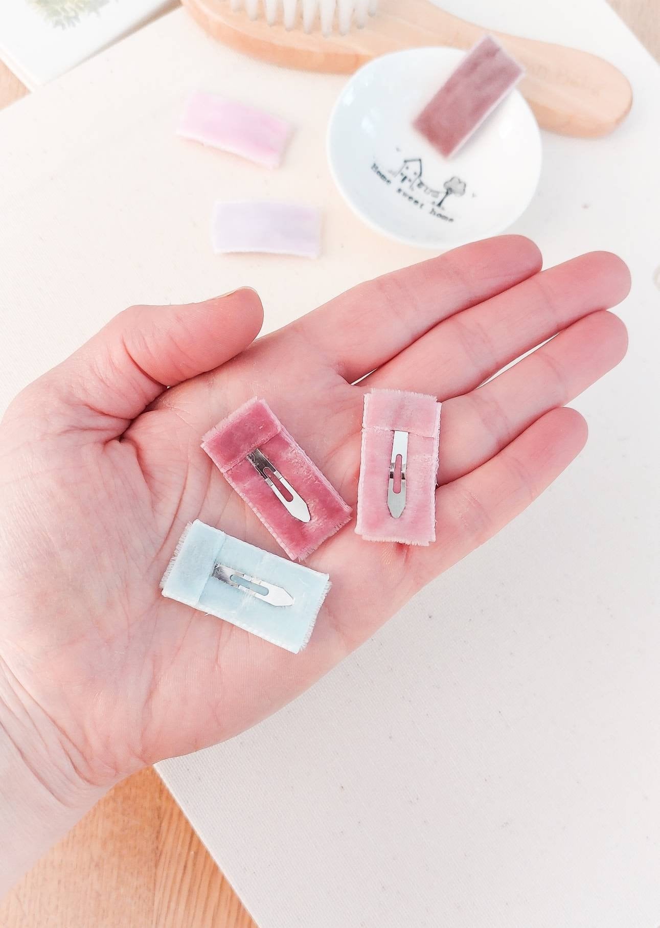Baby Snap Clips, Baby Hair Clips, Fringe Clips, Velvet Snap Clips, First Hair Clips, Tiny Snap Clips, Toddler Clips, Gentle Hair Clips, Soft
