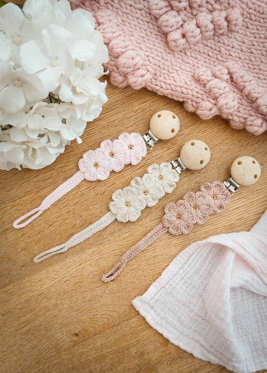 Dummy Clip, Pacifier Clip, Boho Dummy Clip, Neutral Dummy Clip, Pretty Dummy Clip, Dummy Chain, Dummy Holder, Occassion Dummy Clip, Flowers