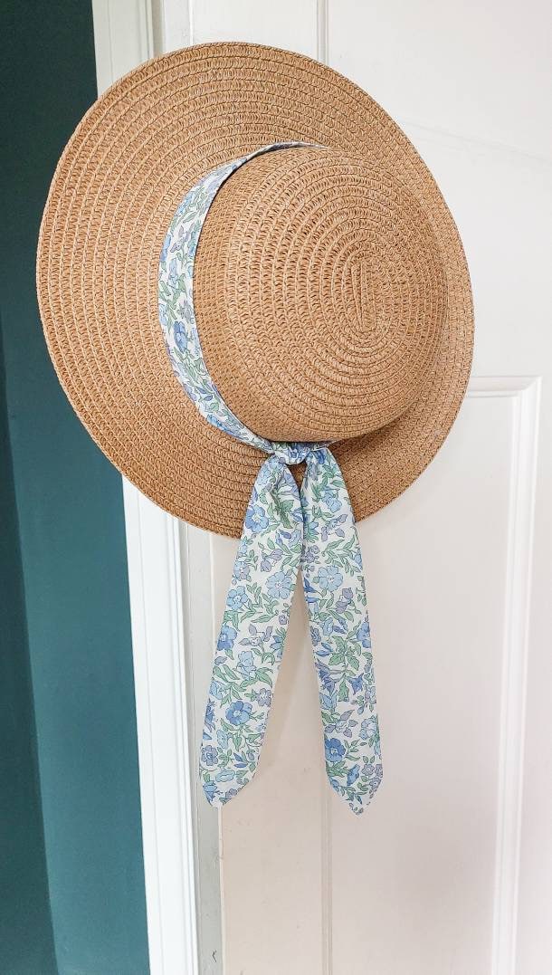 Girls Straw Hat, Sun Hat, Toddler Sun Hat, Boater, Childs Straw Hat, Rifle Paper, Liberty Fabric, Summer Hat, Girls Hat, Toddler Straw Hat