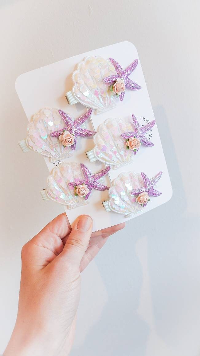 Mermaid Hair Clip, Mermaid Shell Hair Clip, Mermaid Party Hair Clip, Toddler Hair Clips, Girls Hair Clips, Mermaid Costume, Sequin Hair Clip