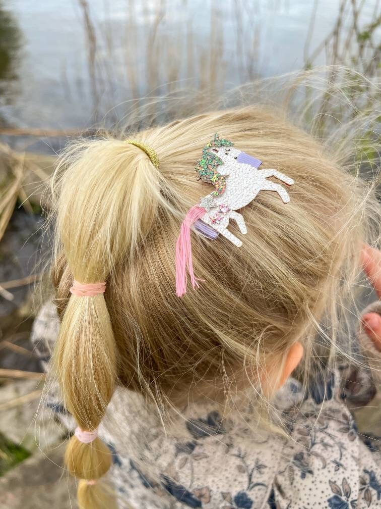 Unicorn Hair Clip, Glitter Unicorn Hair Clip, Girls Hair Clip, Toddler Hair Clips, Unicorn Gifts, Unicorn Barrette, Baby Hair Clips, Pony